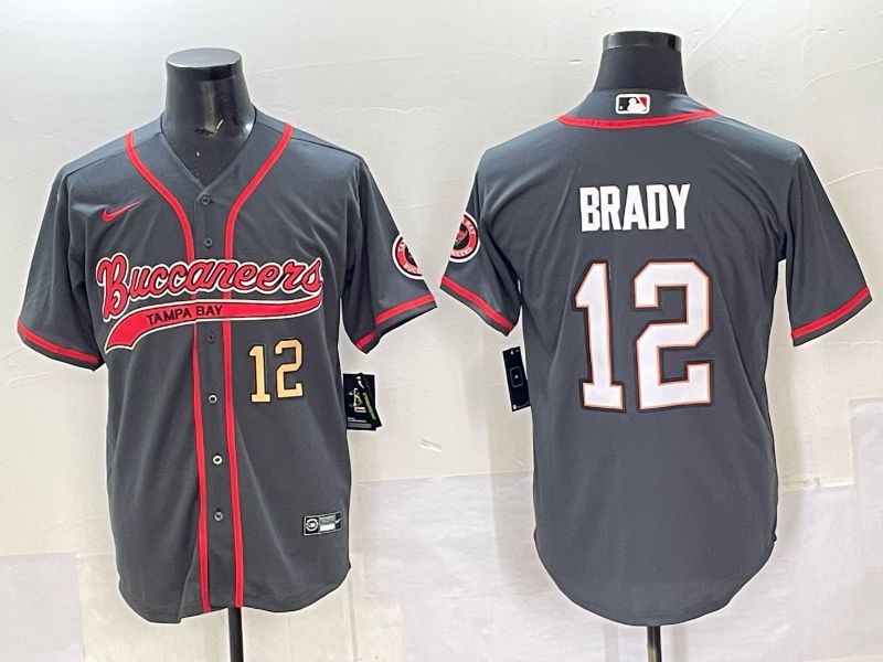 Men 2025 Tampa Bay Buccaneers 12 Brady Grey Joint Name Nike Limited NFL Jersey style 02